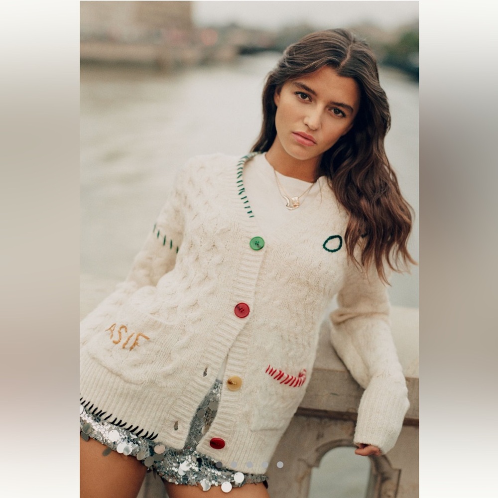 Anthropologie John + Jenn Omg Cabled Cardigan Sweater